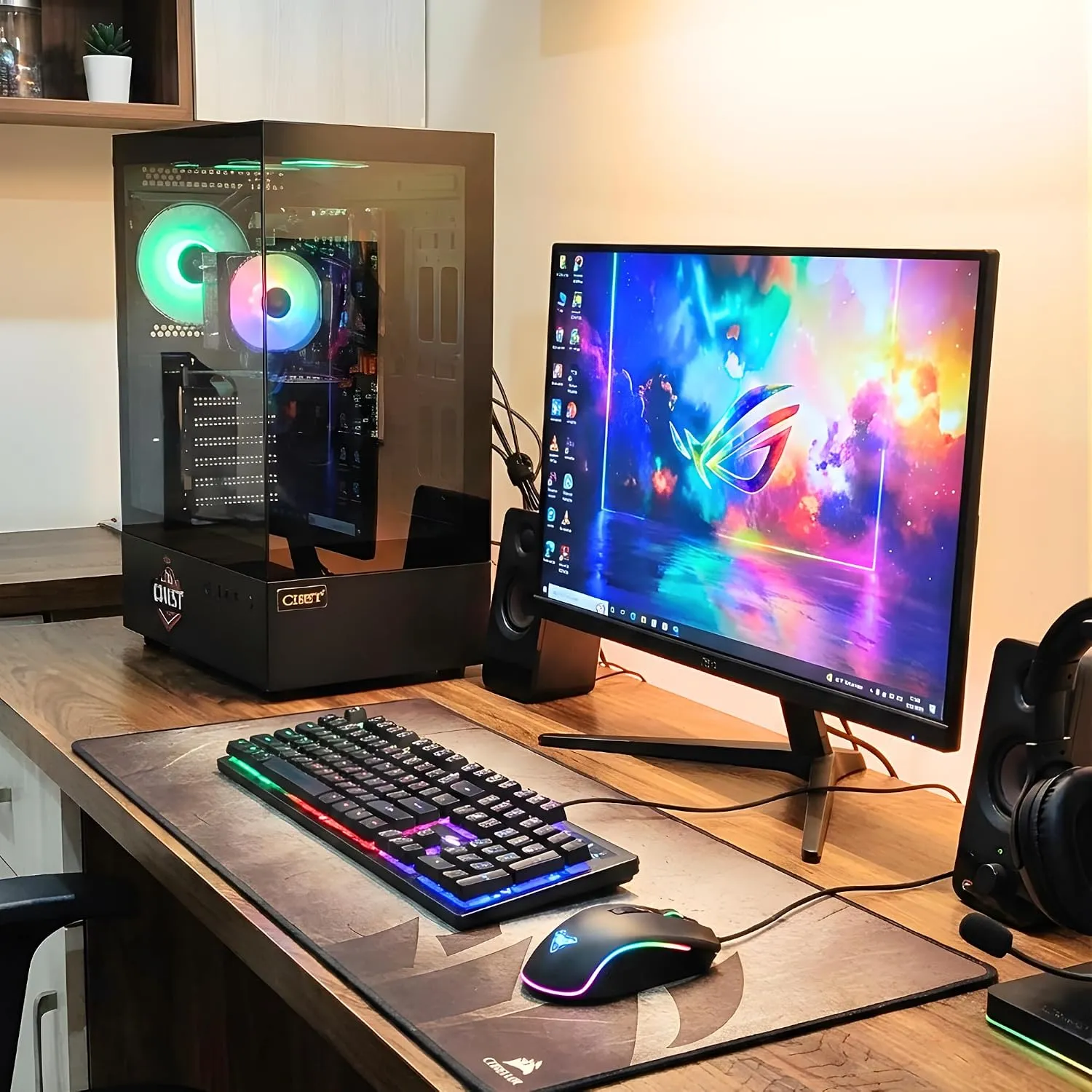 CHIST i7 Extreme Gaming Pc i7-860 Processor /16GB Ram/ 512GB SSD/GT 730 4GB Graphic Card/Gaming Keyboard Mouse/WiFi Bluetooth/Speaker Free Gifted Ready to Use (24 INCH IPS Monitor)