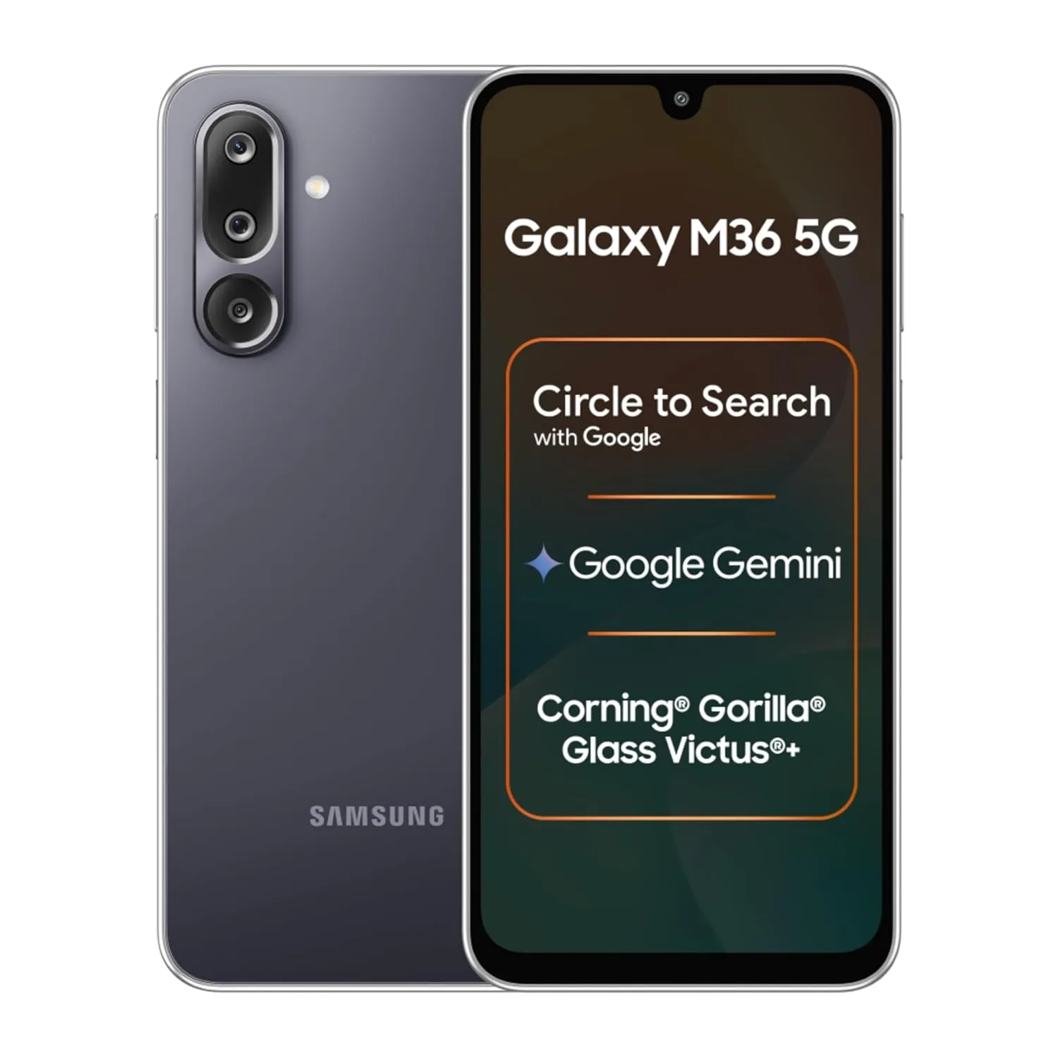 Samsung Galaxy M36 5G Mobile (Velvet Black, 8GB RAM, 128GB Storage) | Google Gemini| Gorilla Glass Victus+ | 7.7mm | AI Enhanced 50MP OIS Triple Camera| Nightography| Lag-free Gaming | Without Charger